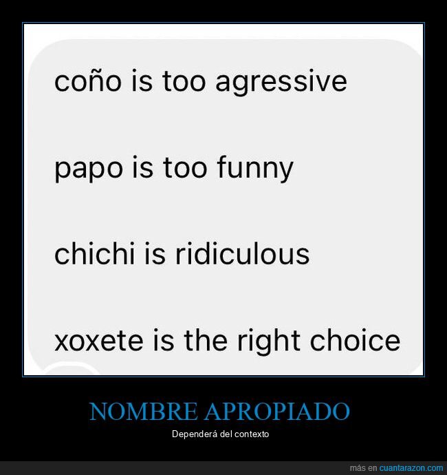 nombres,papo,chichi,xoxete