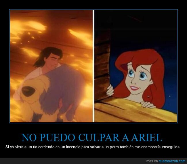 ariel,la sirenita,enamorarse,incendio,salvar,perro