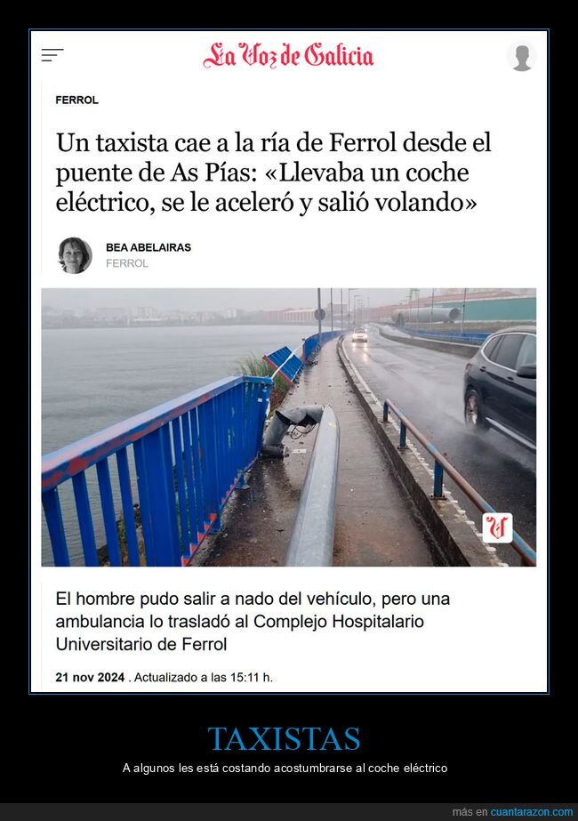 taxista,coche eléctrico,puente