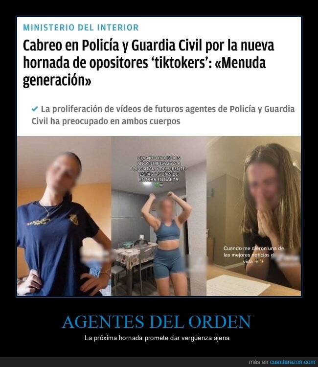 guardia civil,opositores,policía,tiktokers