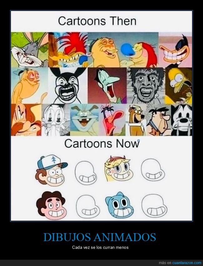 dibujos animados,antes,ahora
