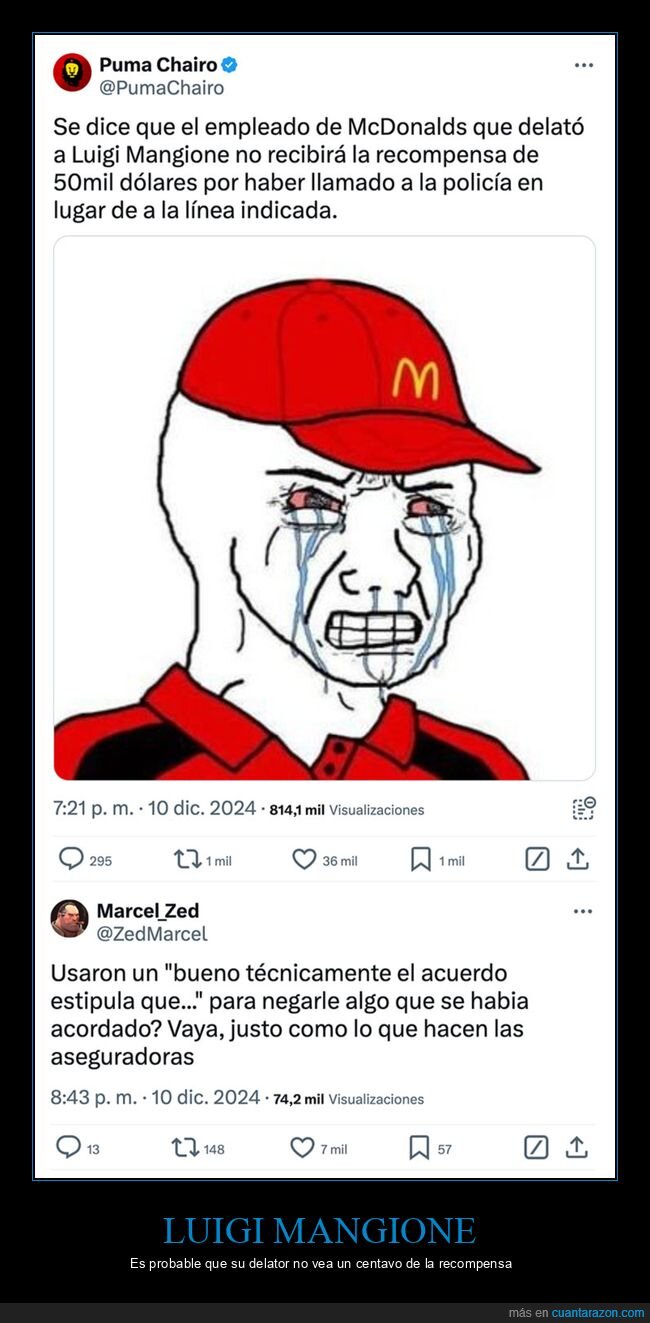 luigi mangione,mcdonald's,recompensa