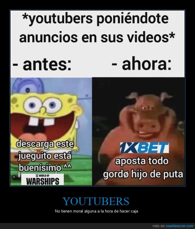 youtubers,anuncios,antes,ahora