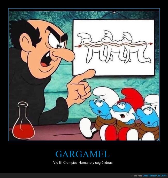 pitufos,gargamel,ciempiés humano