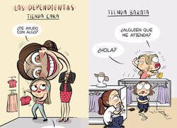 Enlace a Dependientas en tiendas caras y en tiendas baratas