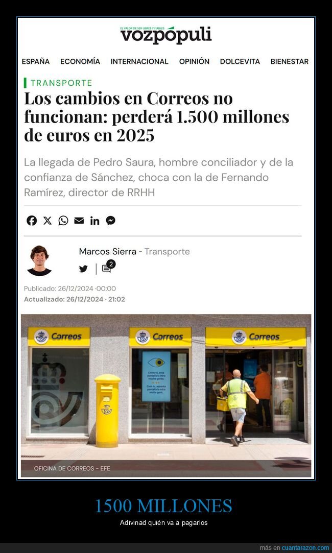 correos,perder,dinero