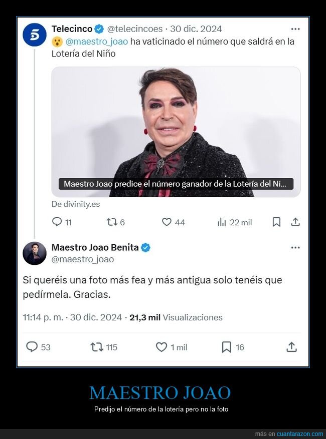 maestro joao,lotería del niño,foto