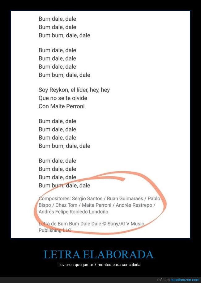 bum bum dale dale,letra,canción,compositores