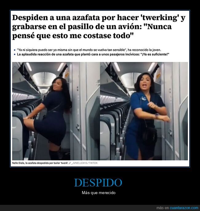 azafata,despido,twerking