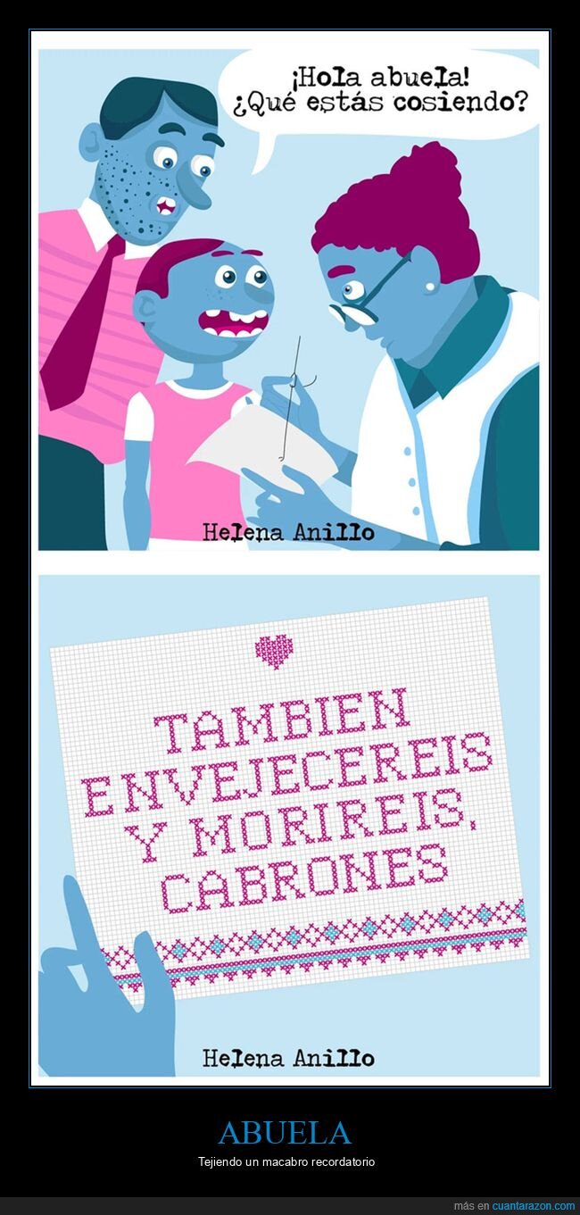 abuela,cosiendo,envejecer,morir
