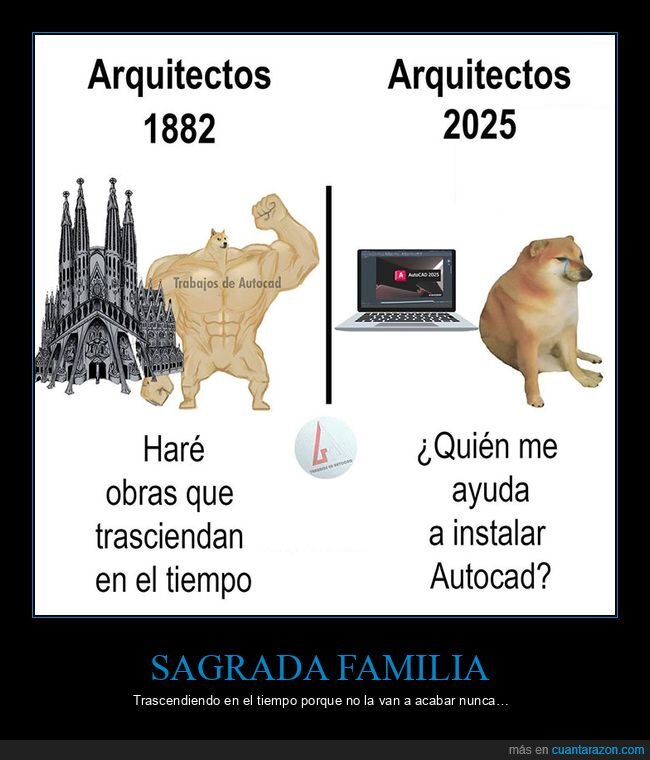 ahora,antes,arquitectos,doge y cheems,sagrada familia