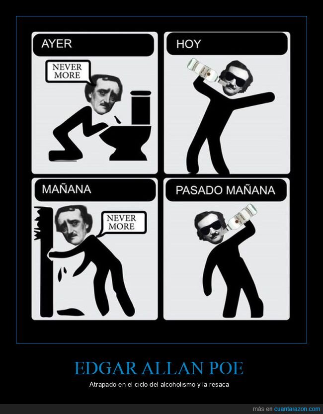 beber,edgar allan poe,nunca más,resaca