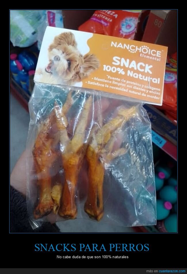 snacks,perros,patas de pollo