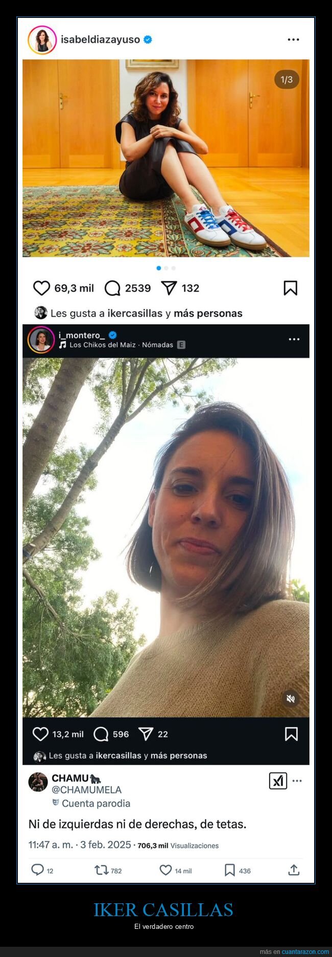 ayuso,iker casillas,irene montero,likes,políticos