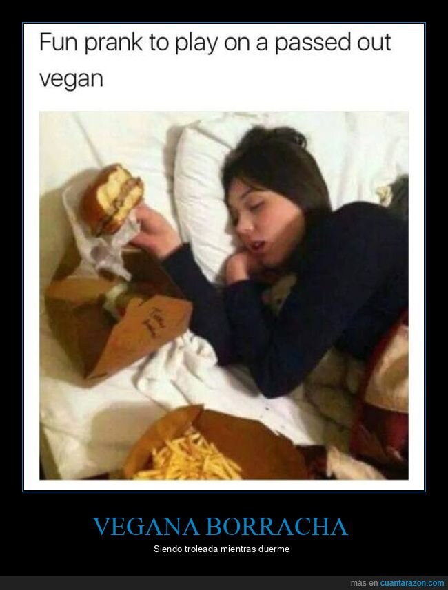 durmiendo,hamburguesa,trolling,vegana