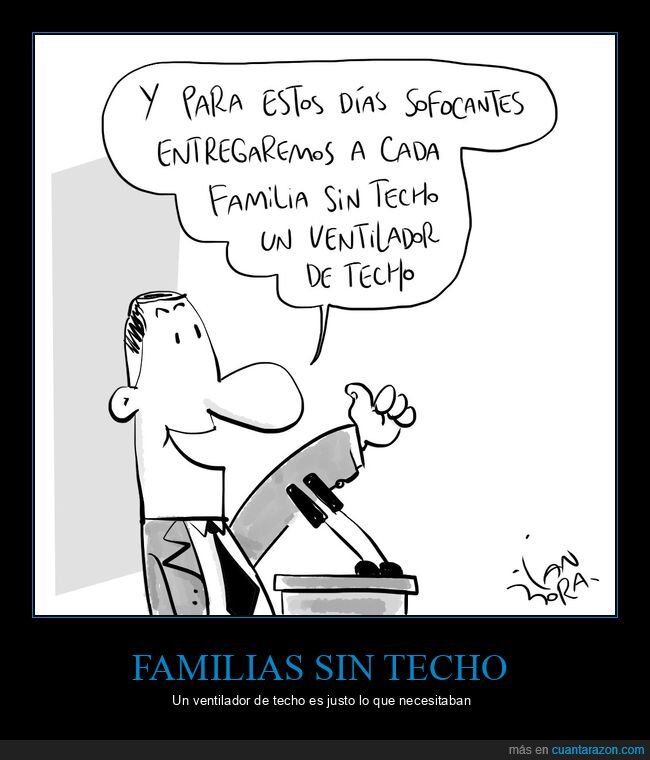 familias,sin techo,ventilador,techo