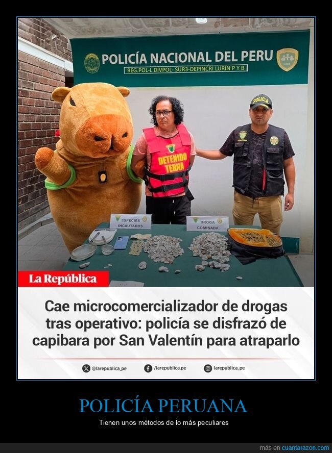 policía,perú,disfraz,capibara,arresto