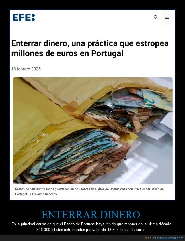 enterrar,dinero,portugal