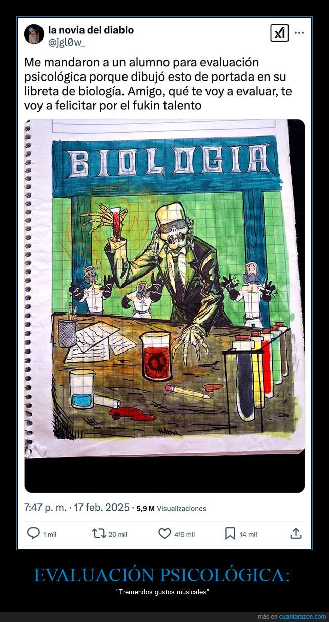 alumno,biología,dibujo,libreta,megadeth