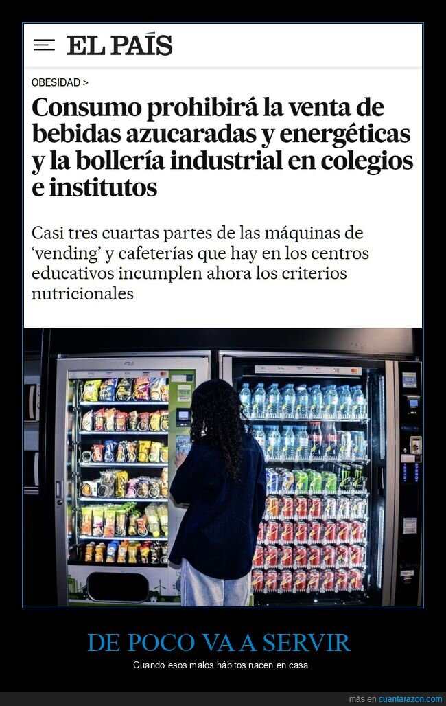 prohibición,bebidas energéticas,bollería industrial,colegios