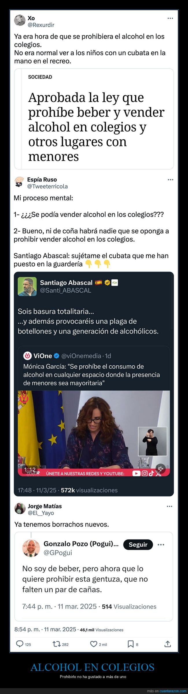 alcohol,colegios,menores,políticos,santiago abascal
