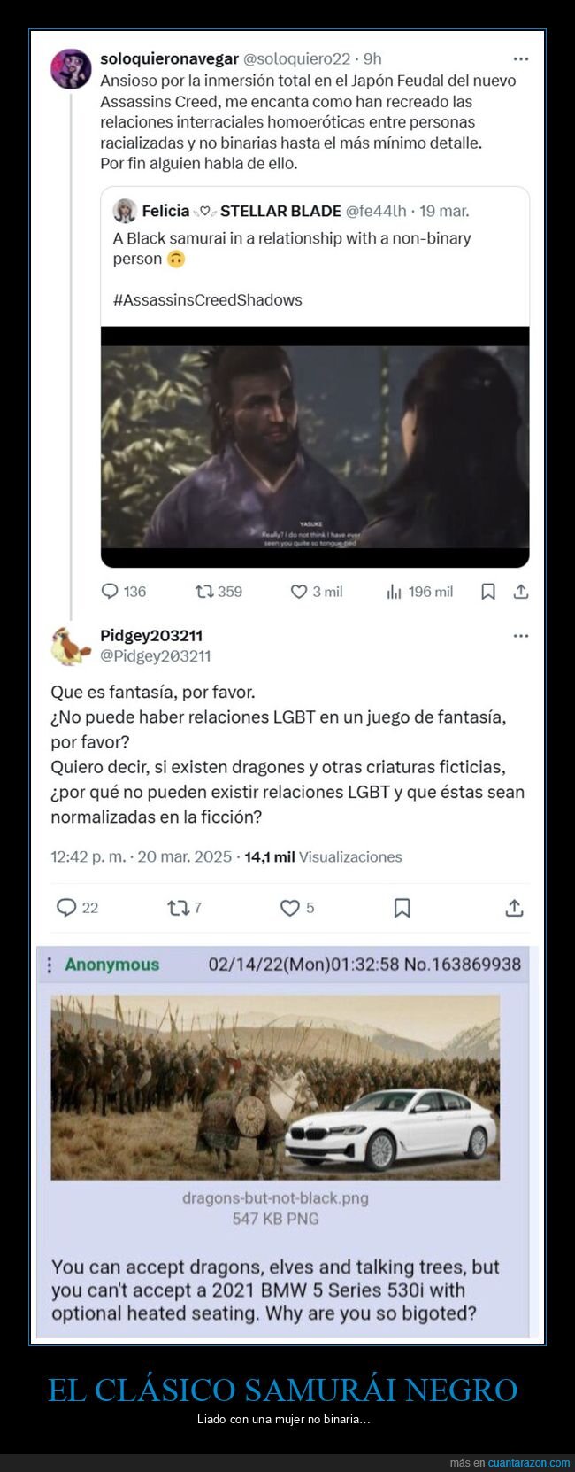 assasin's creed,samurái,negro,no binario