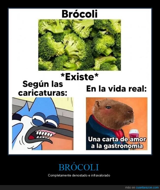 brócoli,dibujos animados,vida real