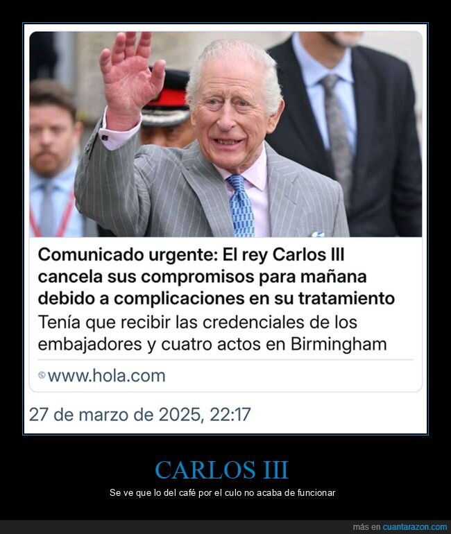 café,carlos iii,complicaciones,enemas