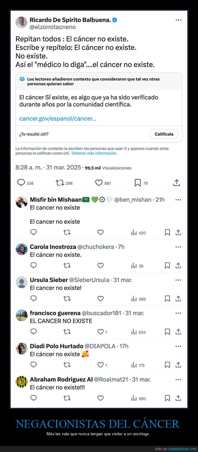 cáncer,negacionistas