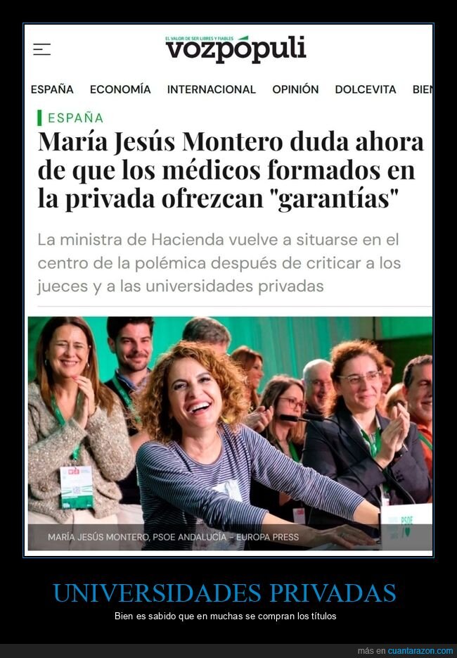 maría jesús montero,médicos,universidades privadas