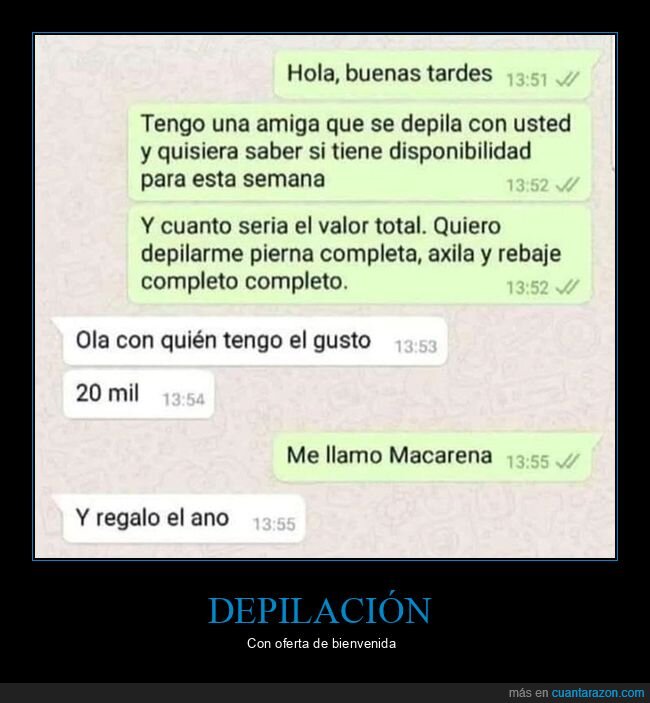 depilación,regalo,whatsapp