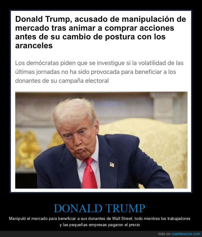 donald trump,manipulación,mercado,acciones,aranceles,políticos
