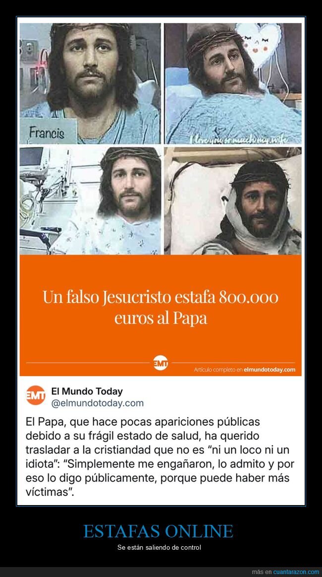 el mundo today,estafa,jesucristo,papa