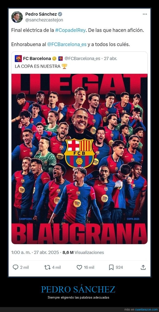 pedro sánchez,final eléctrica,apagón,copa del rey