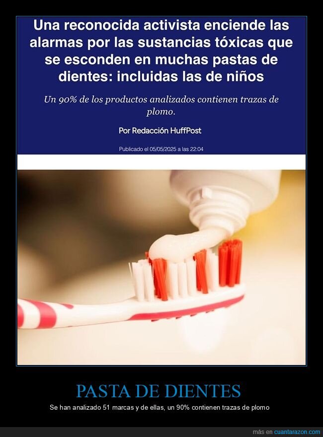 pasta de dientes,plomo,sustancias tóxicas