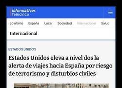 Enlace a EEUU advierte sobre viajar a España