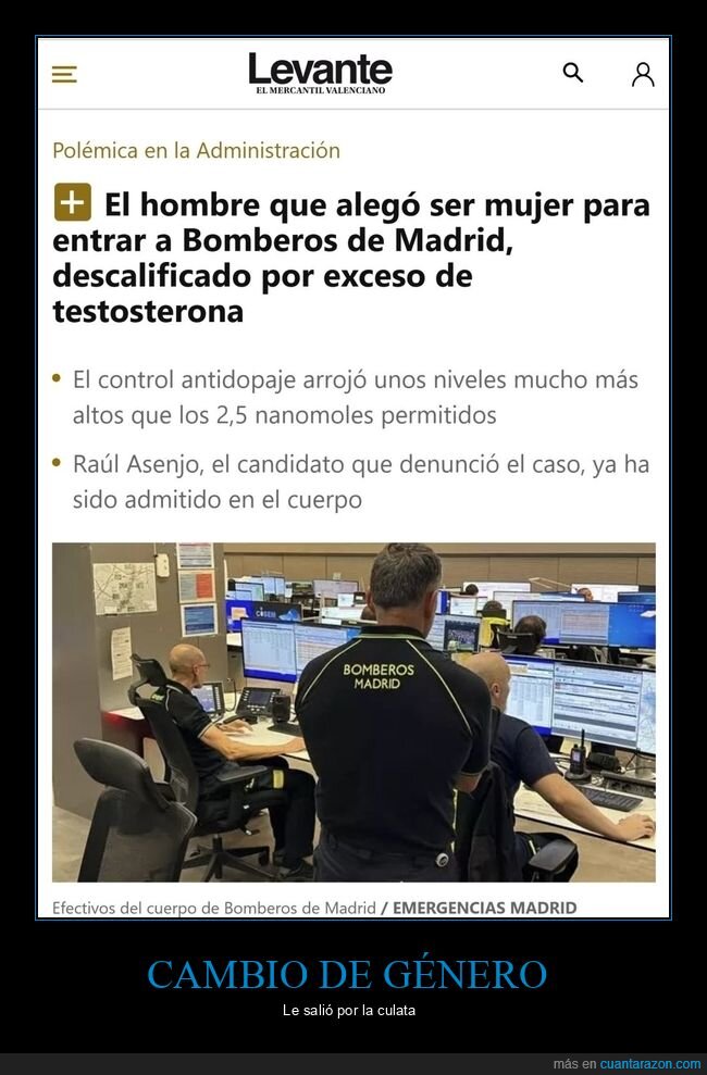 mujer,bomberos,descalificado,testosterona