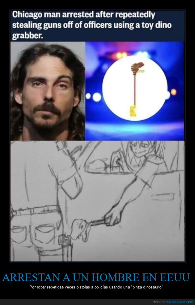 policía,pistolas,robar,pinza dinosaurio
