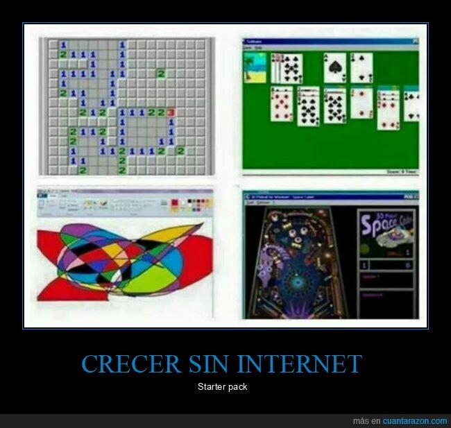 buscaminas,paint,pinball,retro,sin internet,solitario