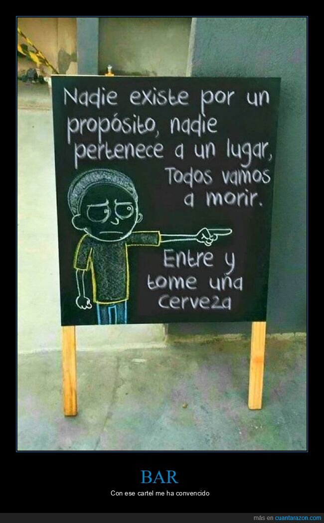 carteles,cerveza,propósito,rick y morty