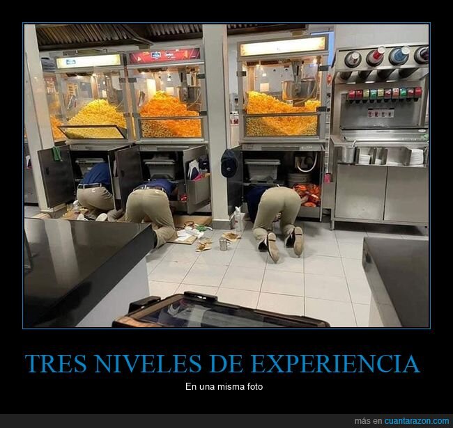 agachados,máquinas,palomitas de maíz