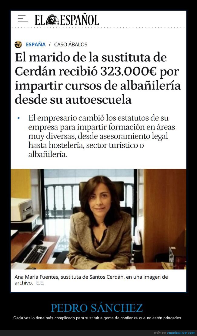 pedro sánchez,santos cerdán,cursos,albañilería,sustituta