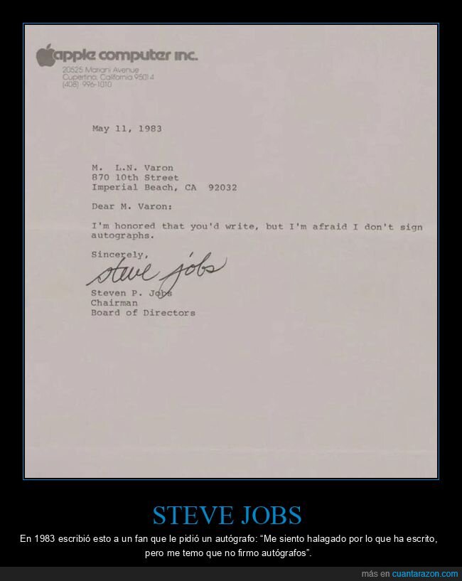 steve jobs,autógrafo