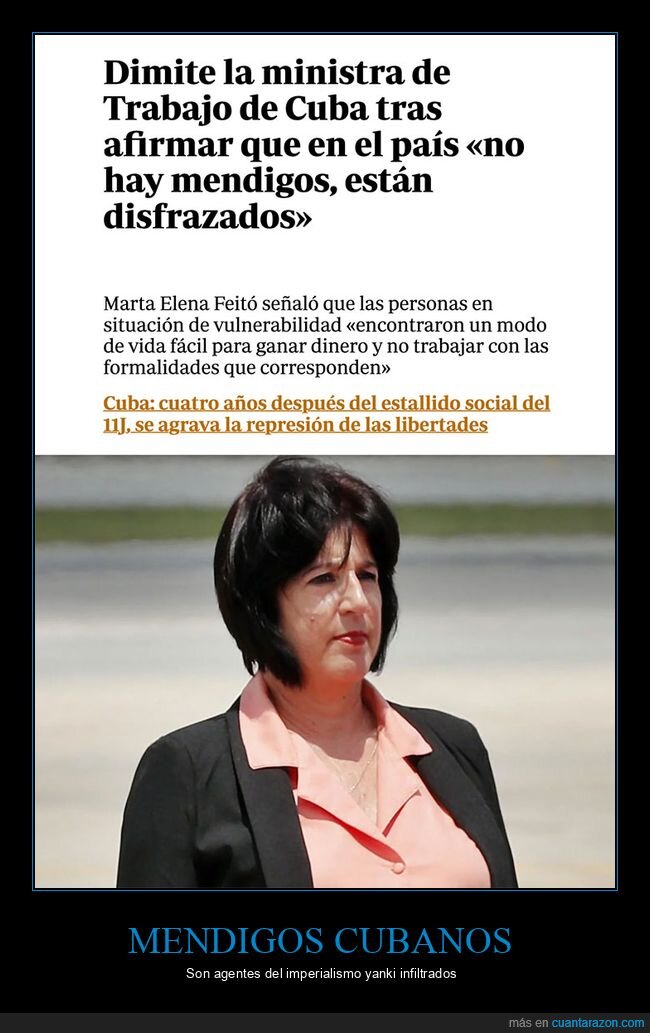 cuba,dimisión,disfrazados,mendigos,ministra,políticos