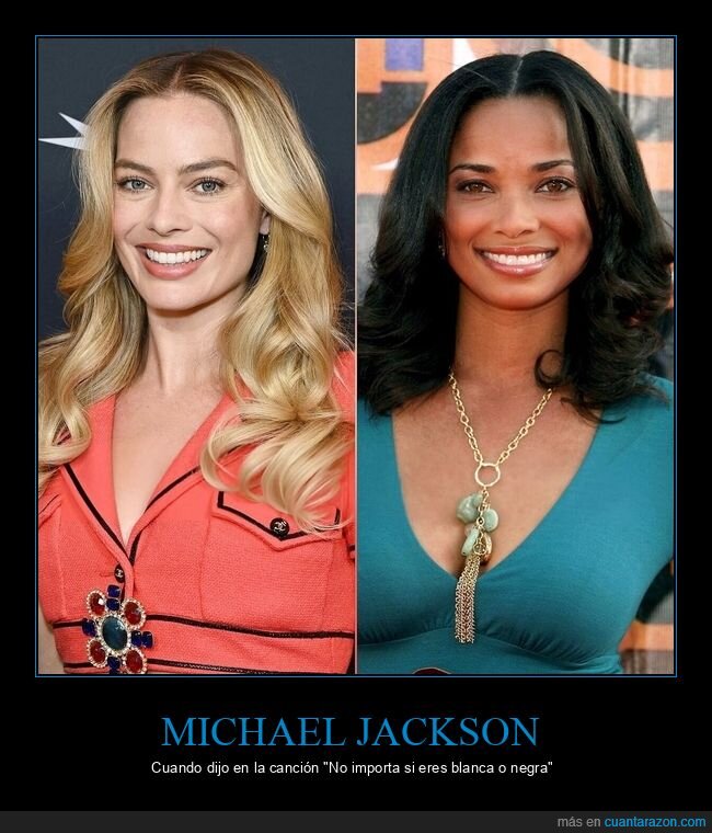 margot robbie,clavada,igual,negra,blanca,presentadora