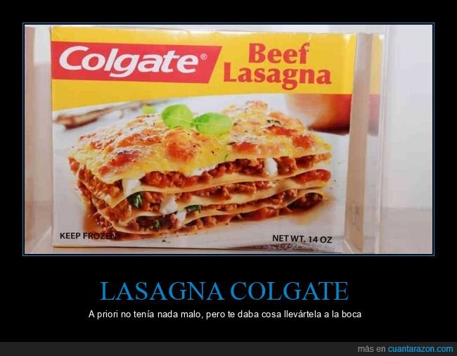 raro,lasaña,colgate