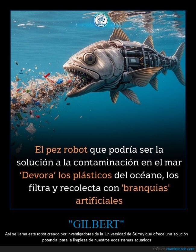 pez,robot,plásticos,océano