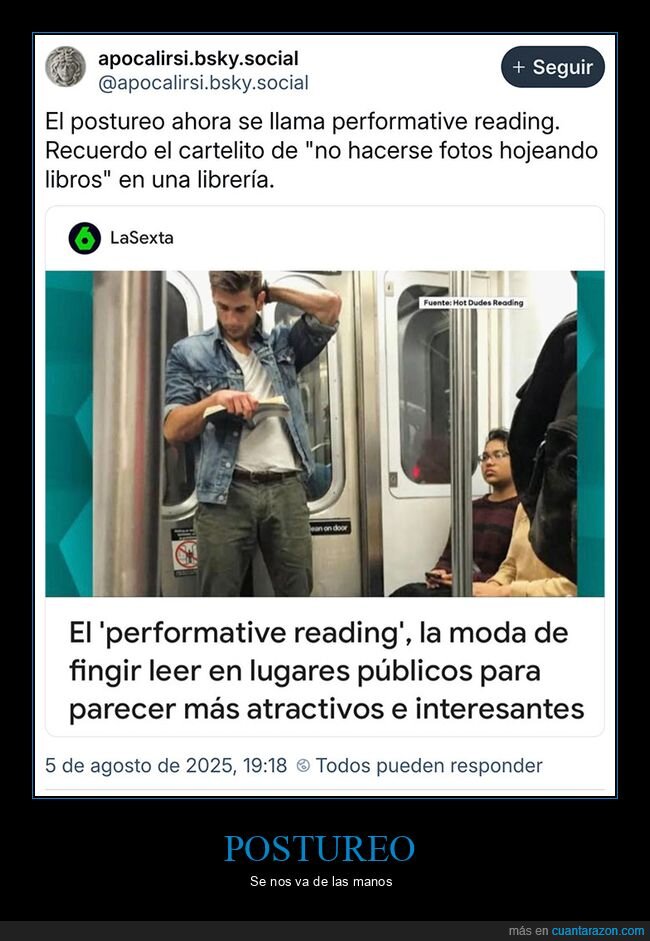 fingir,leer,performative reading,postureo