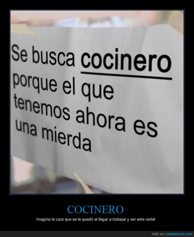 carteles,cocinero,trabajo