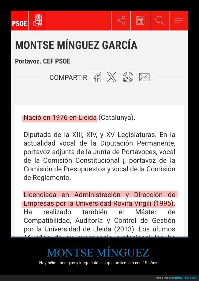 montse mínguez,políticos,títulos